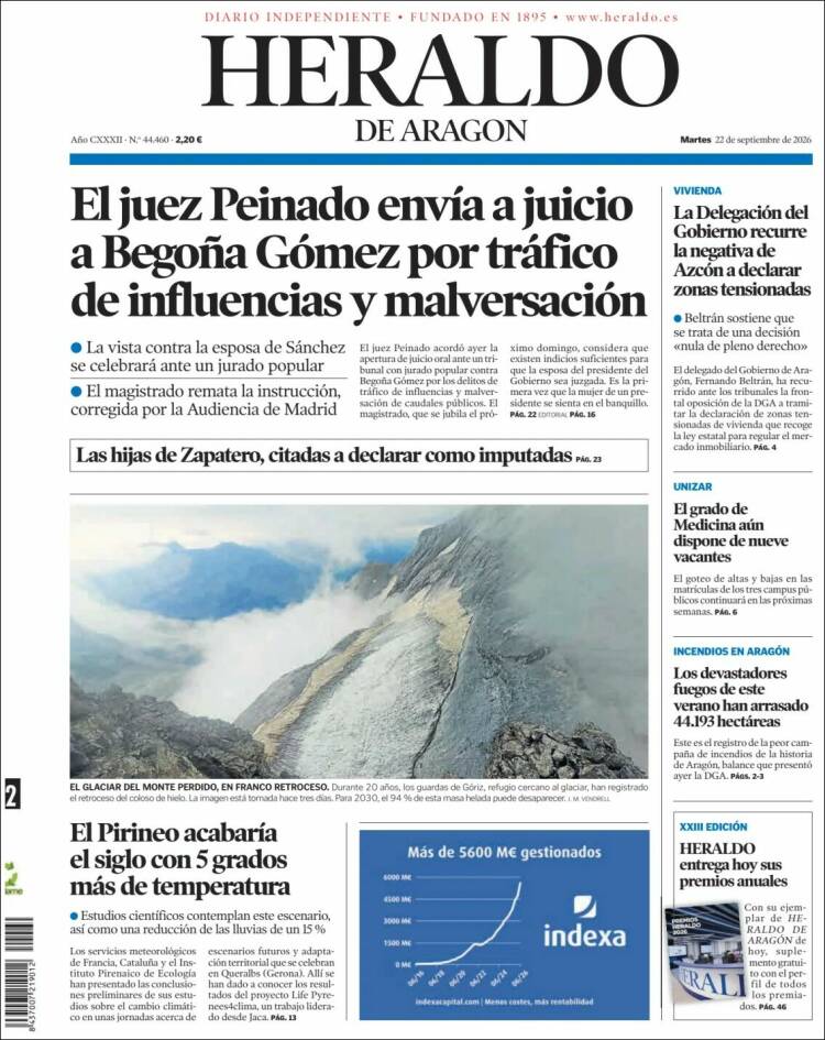 Portada de Heraldo de Aragón (Espa&ntilde;a)