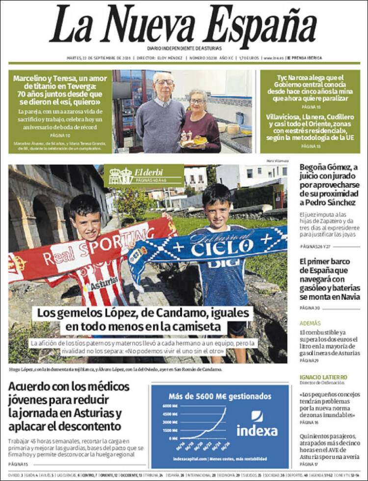 Portada de La Nueva España (Espa&ntilde;a)