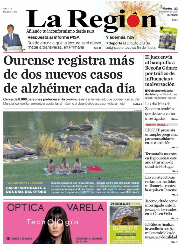 Portada de La Región de Ourense (Espa&ntilde;a)