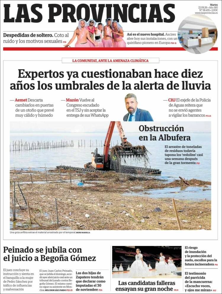 Portada de Las Provincias (Espa&ntilde;a)