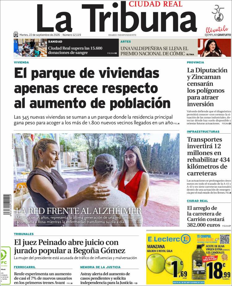 Portada de La Tribuna de Ciudad Real (Espa&ntilde;a)