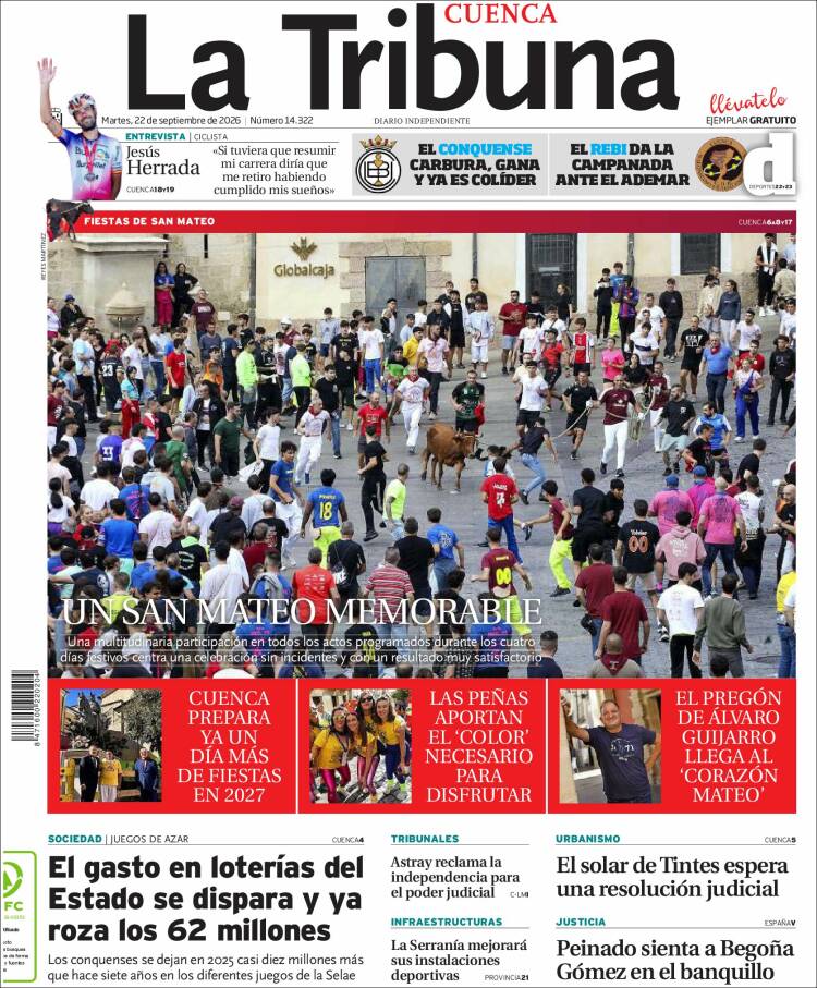 Portada de La Tribuna de Cuenca (Espa&ntilde;a)
