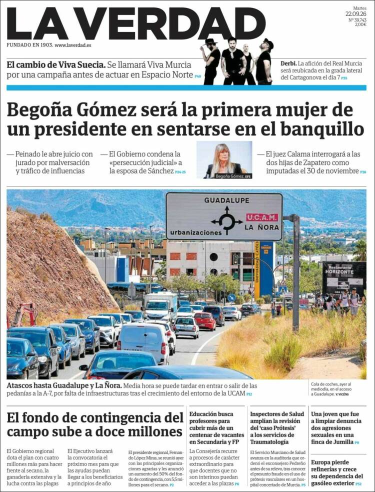 Portada de La Verdad de Murcia (Espa&ntilde;a)