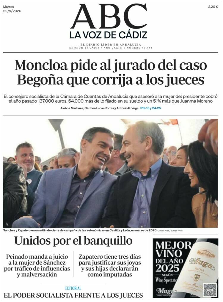 Portada de La Voz de Cádiz (Espa&ntilde;a)