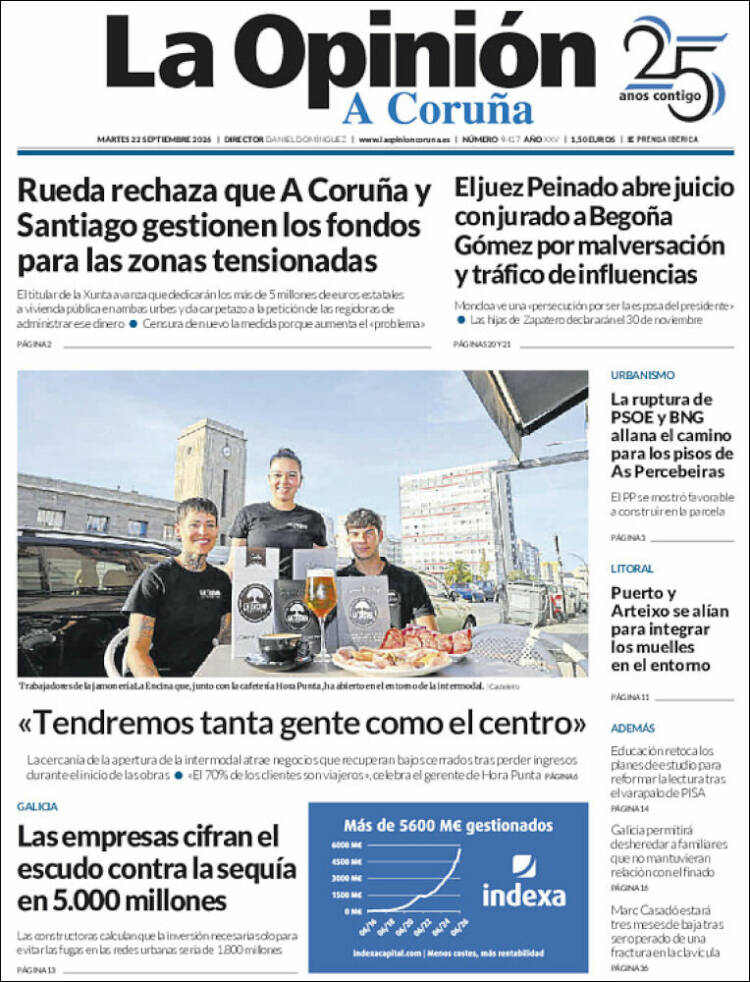 Portada de La Opinión de A Coruña (Espa&ntilde;a)