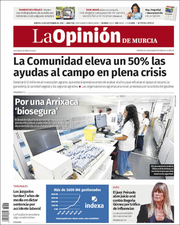 Portada de La Opinión de Murcia (Espa&ntilde;a)
