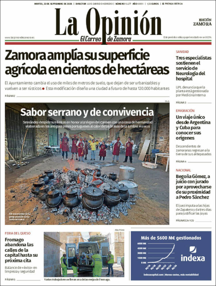 Portada de La Opinión - El Correo de Zamora (Espa&ntilde;a)
