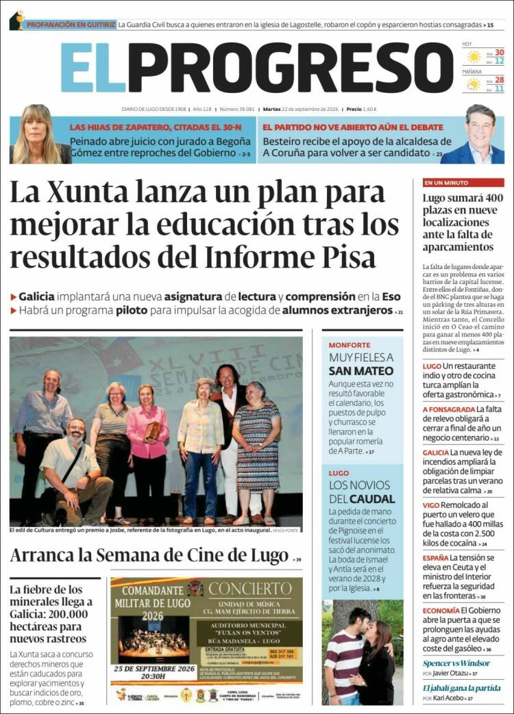 Portada de El Progreso (Espa&ntilde;a)