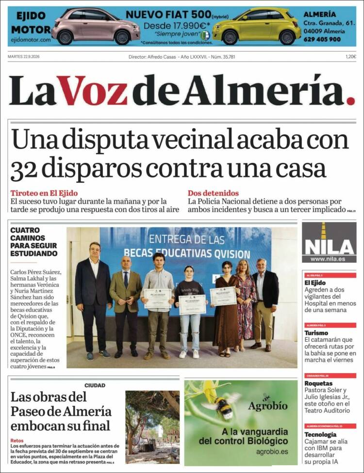 Portada de La Voz de Almería (Espa&ntilde;a)