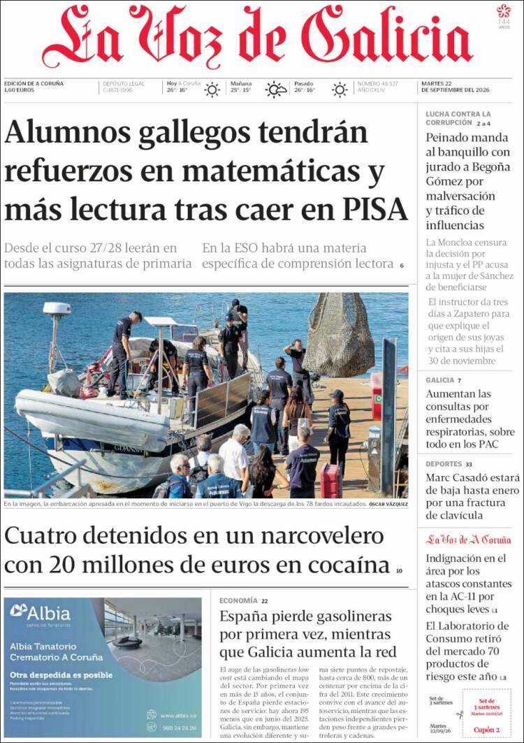 Portada de La Voz de Galicia (Espa&ntilde;a)