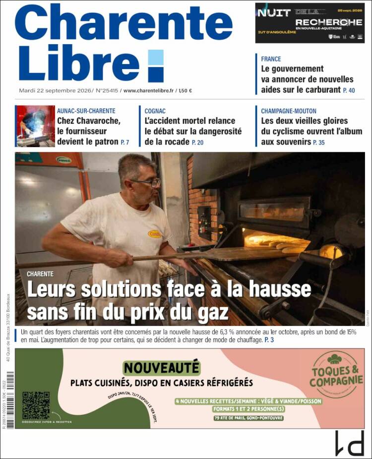 Portada de Charente Libre (Francia)