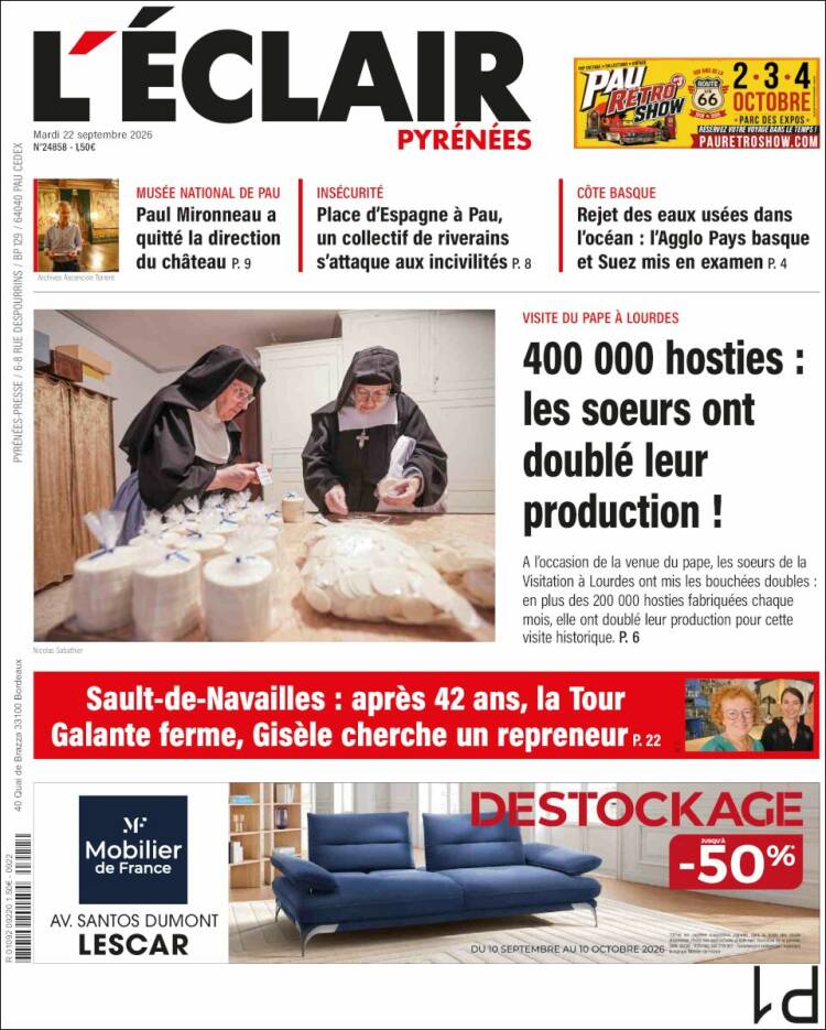 Portada de L'Eclair des Pyrénées (Francia)