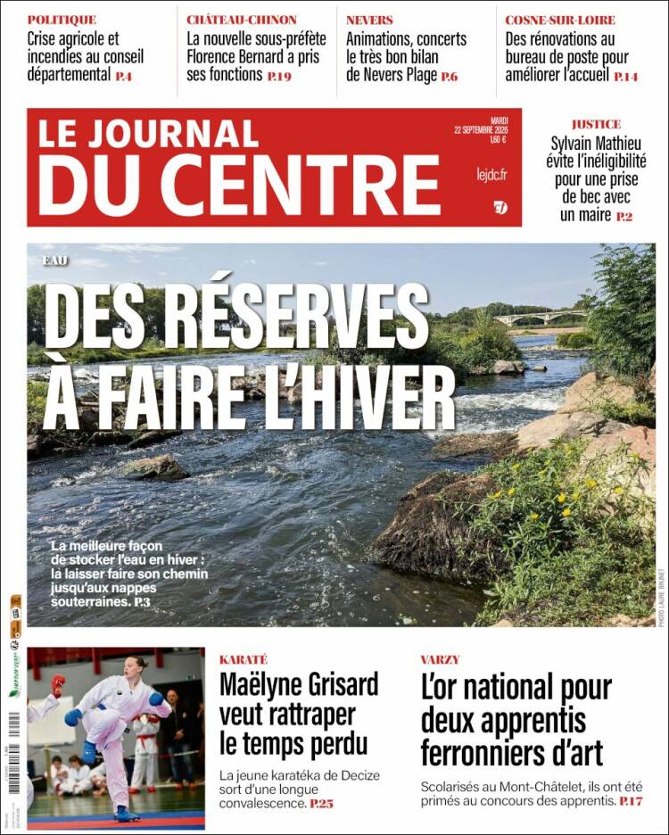 Portada de Le Journal du Centre (Francia)