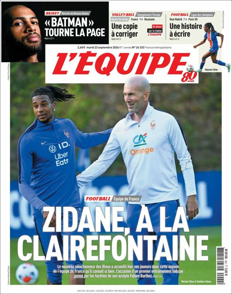 Portada de L'Equipe (Francia)