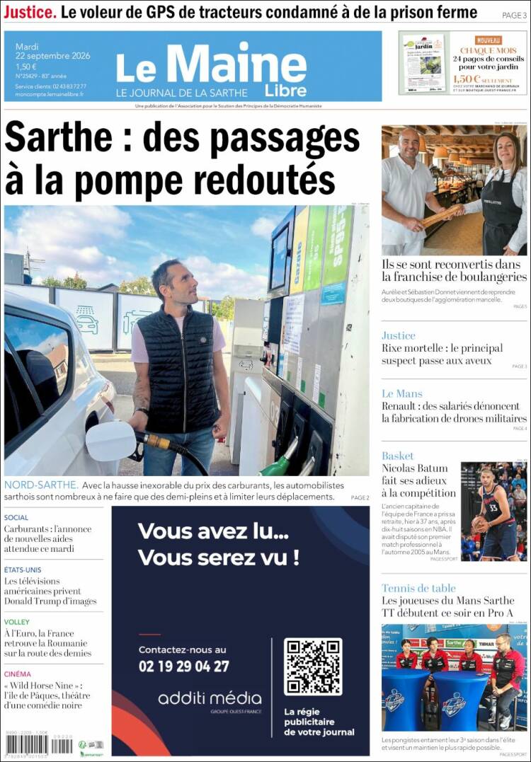 Portada de Le Maine Libre (Francia)