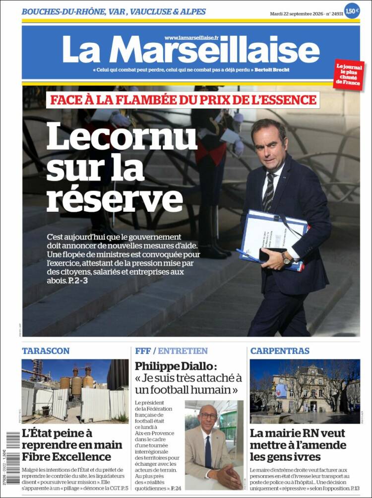 Portada de La Marseillaise (Francia)