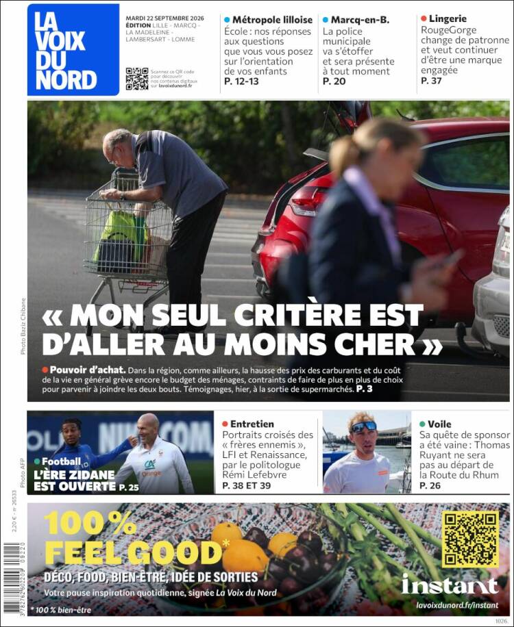 Portada de La Voix du Nord (Francia)
