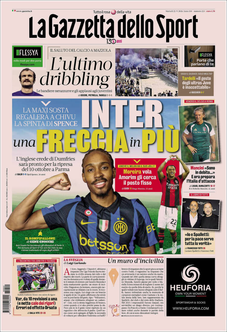 Portada de La Gazzetta dello Sport (Italia)