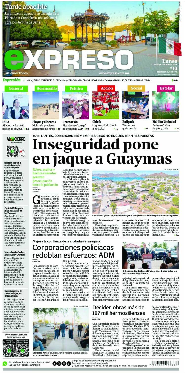 Portada de Expreso (M&eacute;xico)