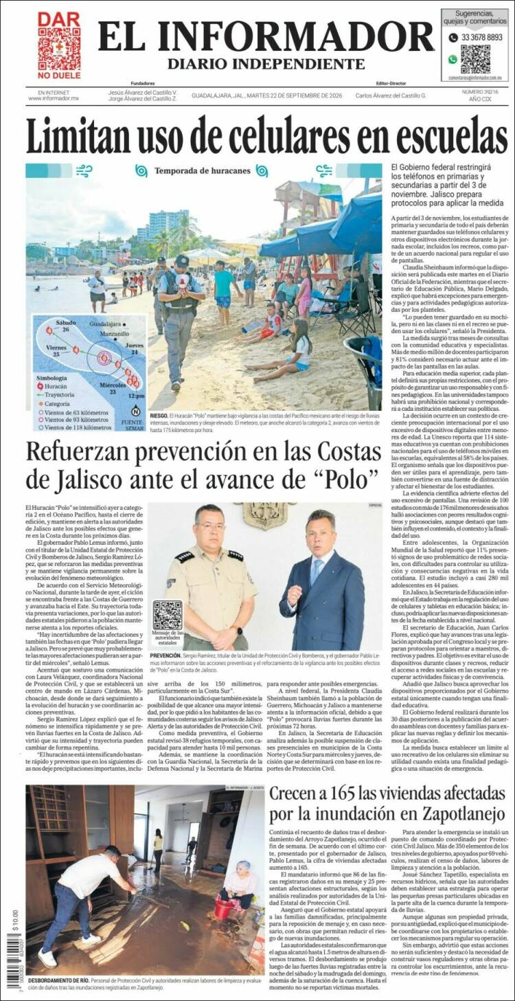 Portada de El Informador (M&eacute;xico)