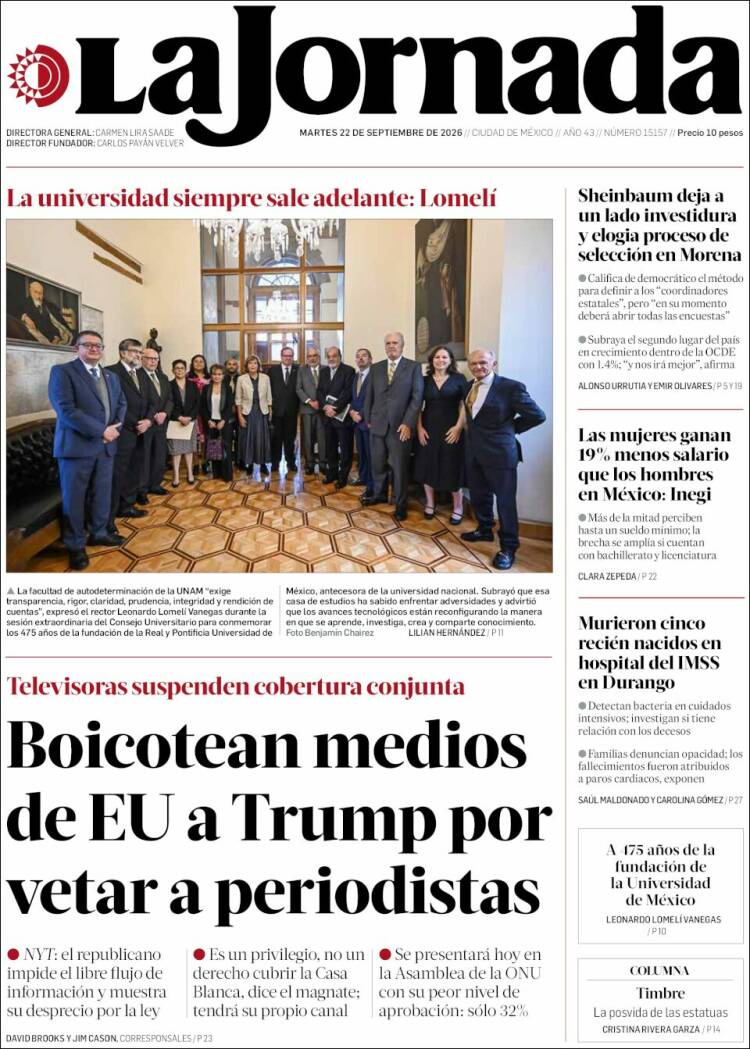 Portada de La Jornada (M&eacute;xico)