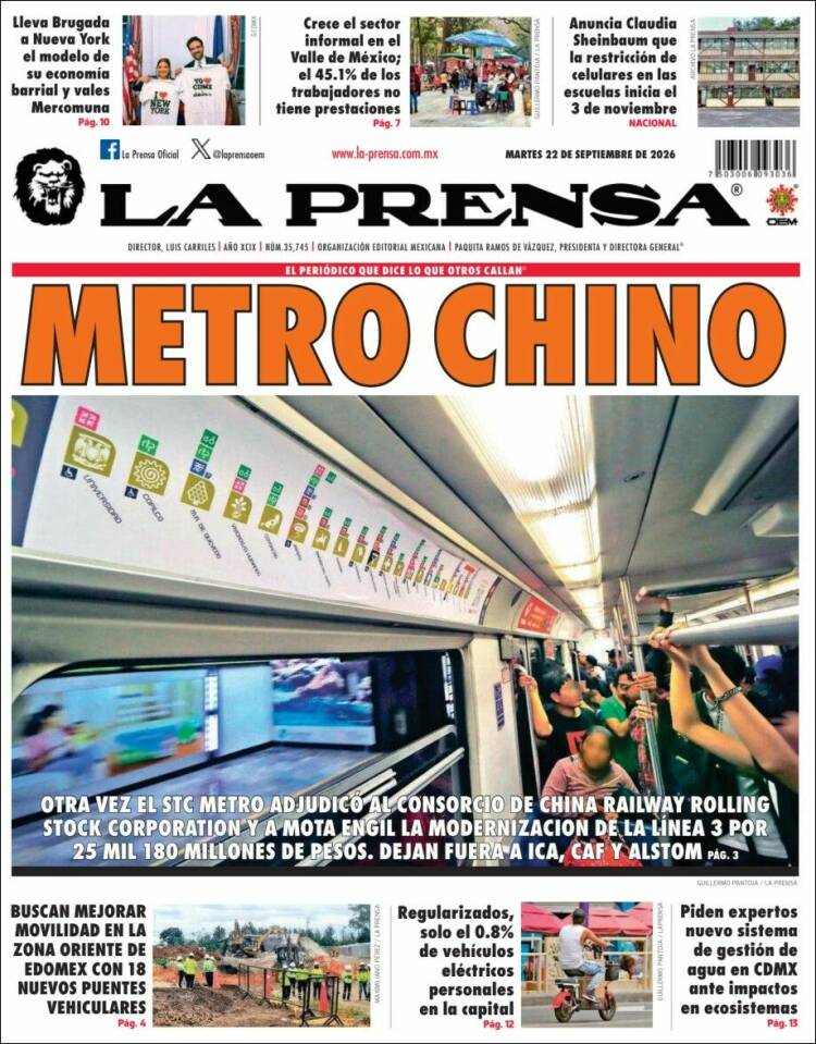 Portada de La Prensa (M&eacute;xico)