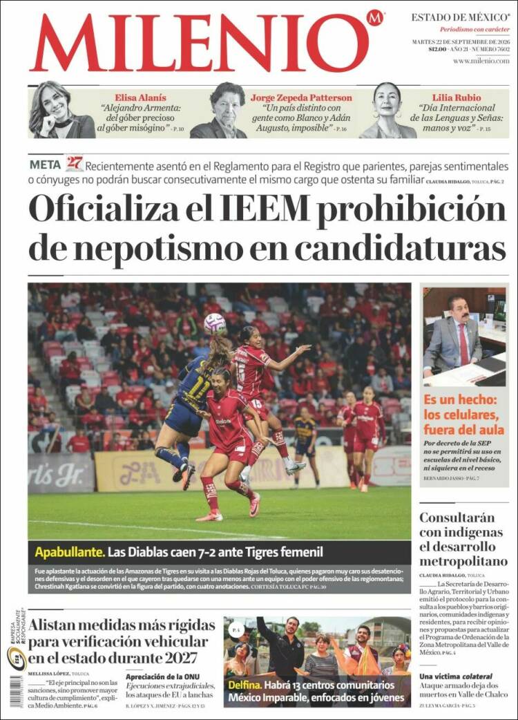 Portada de Milenio - Estado de México (M&eacute;xico)
