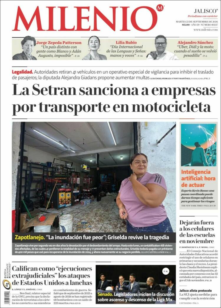 Portada de Milenio - Jalisco (M&eacute;xico)