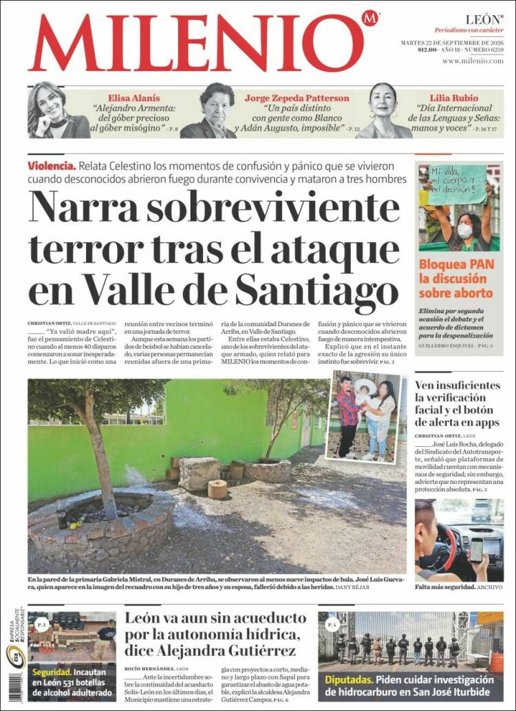 Portada de Milenio de León (Mexico)