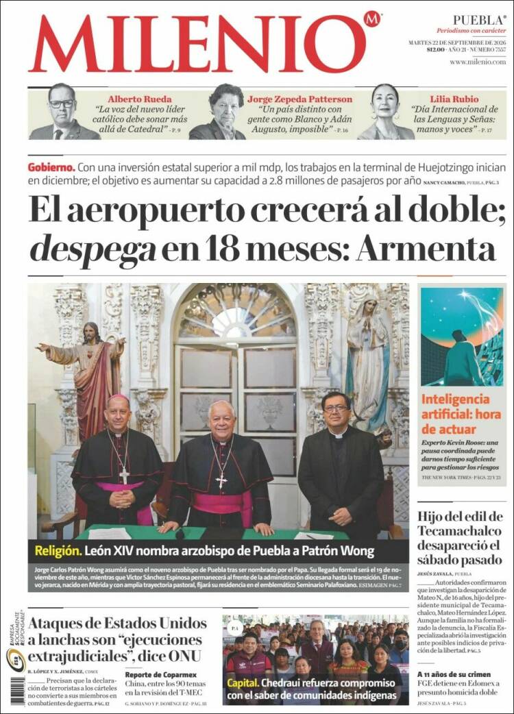 Portada de Milenio de Puebla (M&eacute;xico)