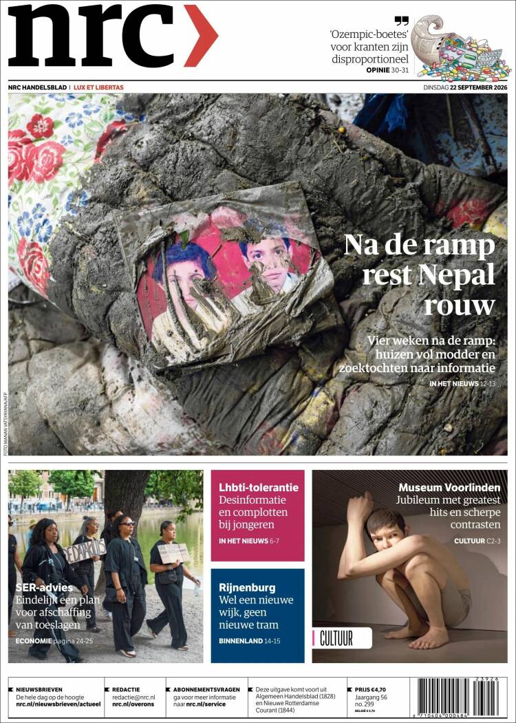 Portada de NRC Handelsblad (Pa&iacute;ses Bajos)