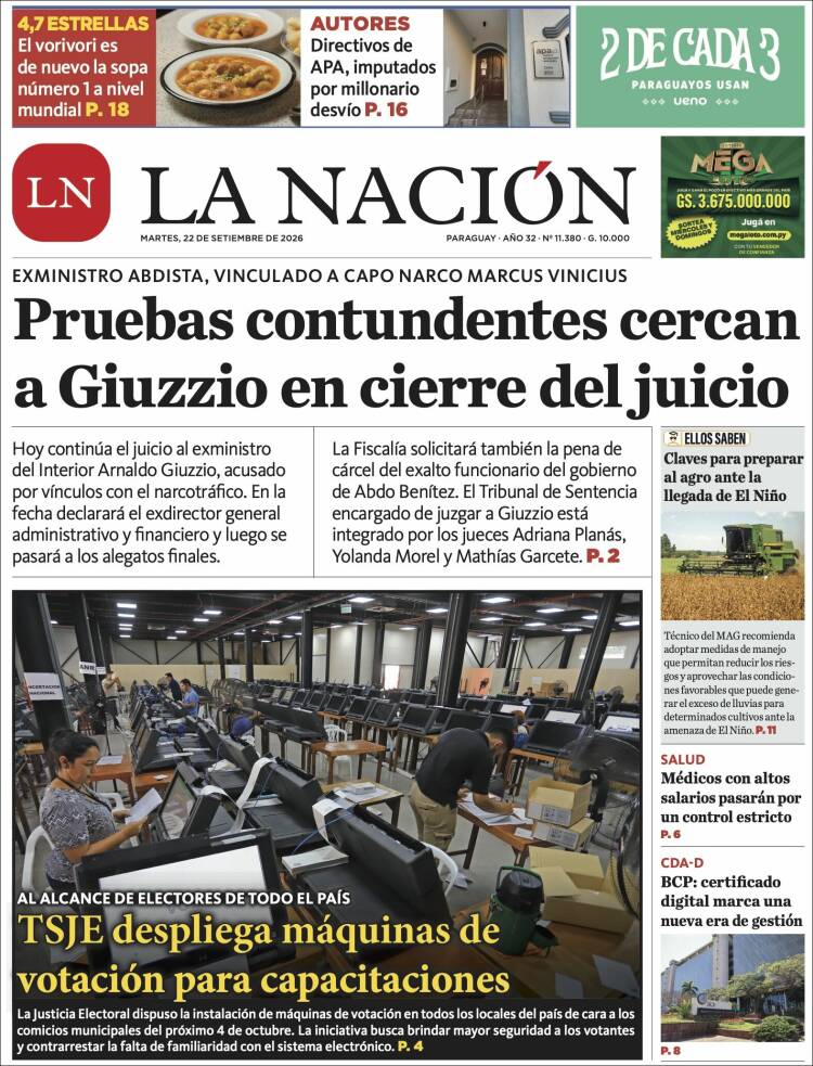 Portada de La Nación (Paraguay)
