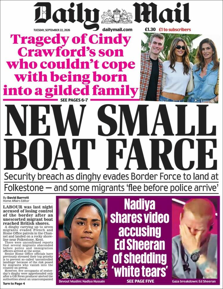 Portada de Daily Mail (Reino Unido)