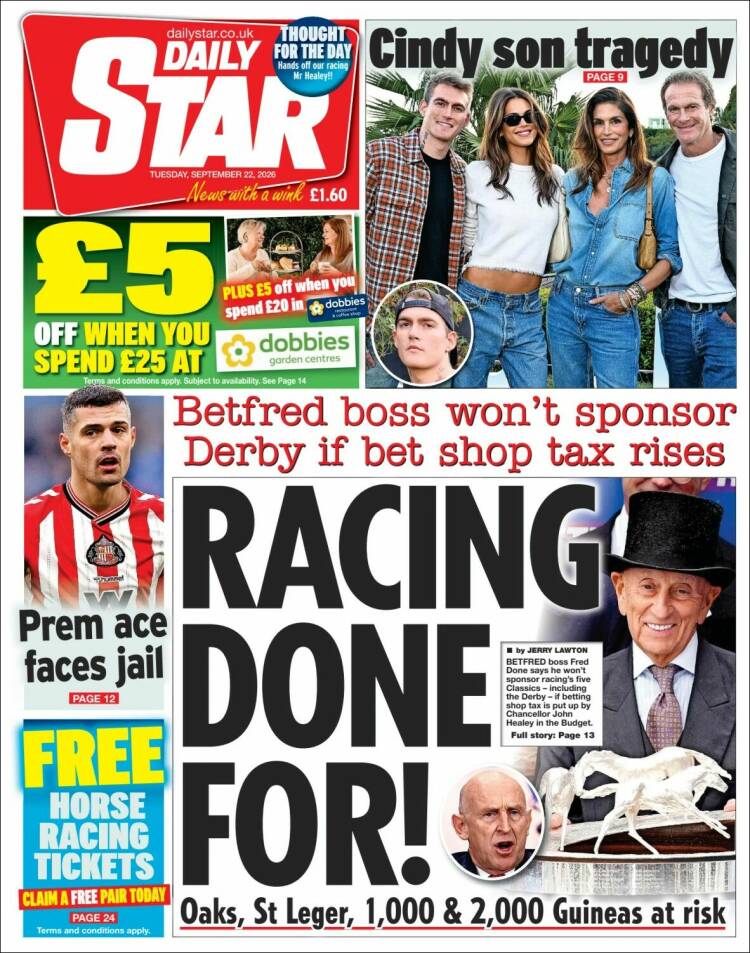 Portada de Daily Star (Reino Unido)