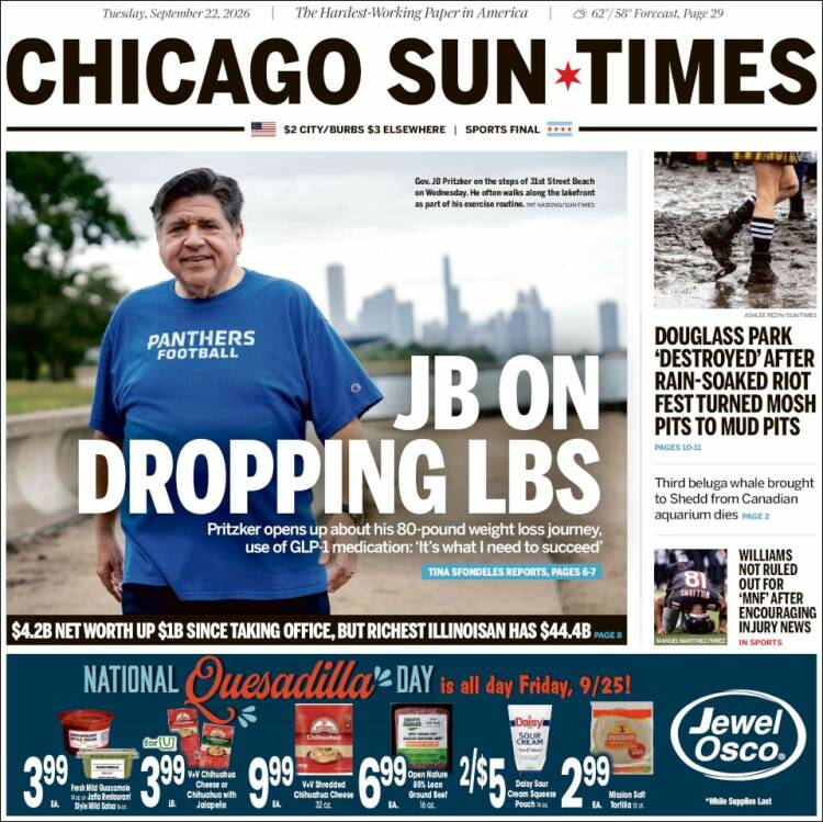 Portada de Chicago Sun-Times (USA)