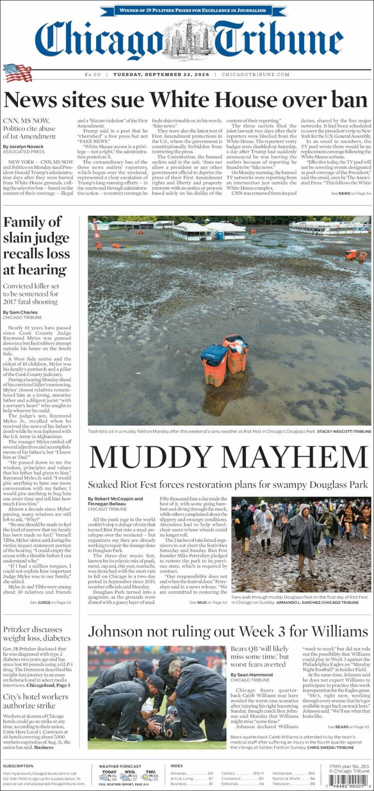 Portada de Chicago Tribune (USA)