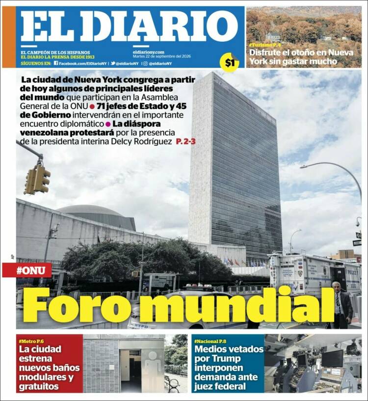 Portada de El Diario NY (USA)