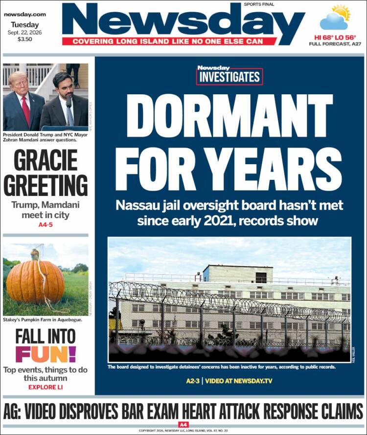 Portada de Newsday (USA)