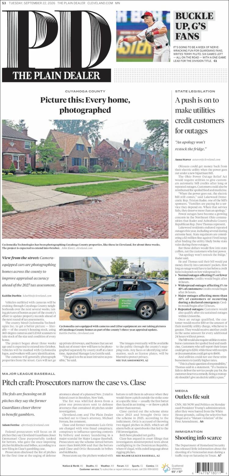 Portada de The Plain Dealer (USA)