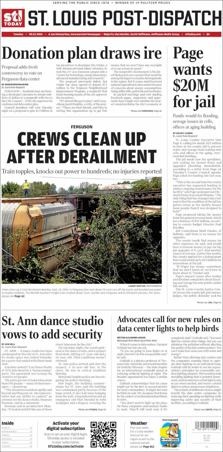 Portada de St. Louis Post-Dispatch (USA)