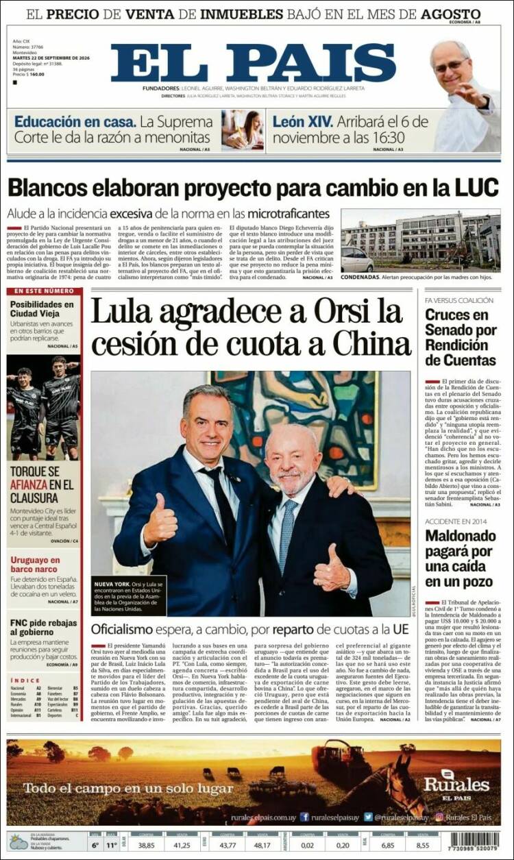 Portada de El País (Uruguay)