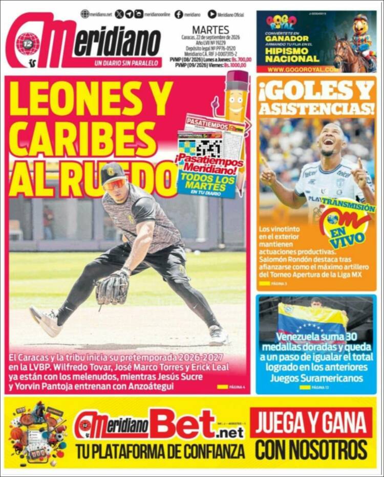 Portada de Meridiano (Venezuela)