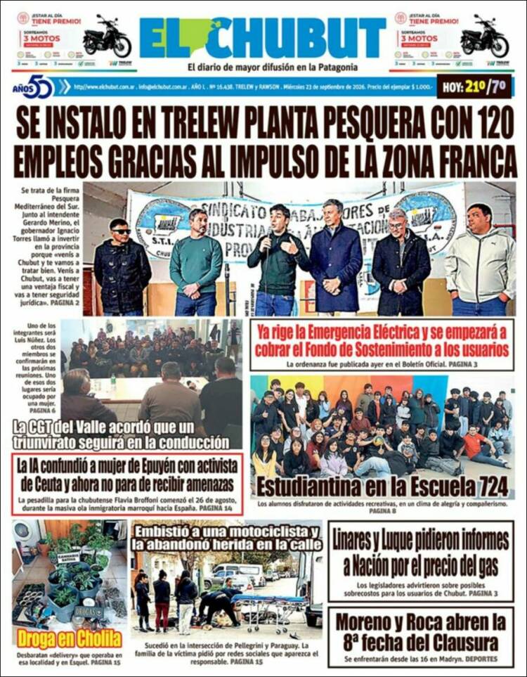 Portada de El Chubut (Argentina)