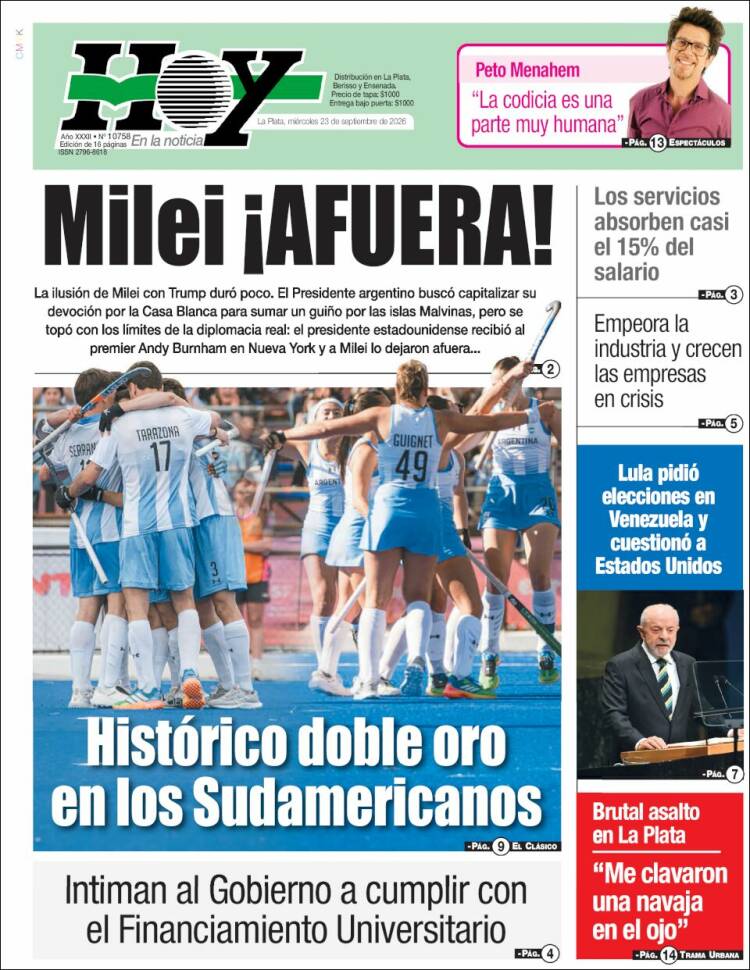Portada de Diario Hoy (Argentina)
