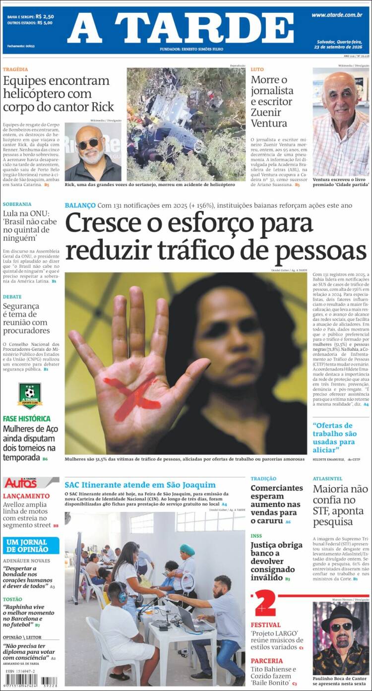 Portada de Diário A Tarde (Brasil)