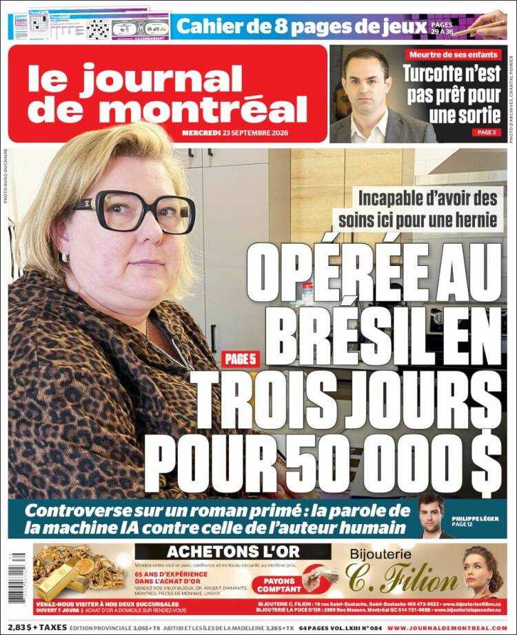 Portada de Le Journal de Montréal (Canad&aacute;)