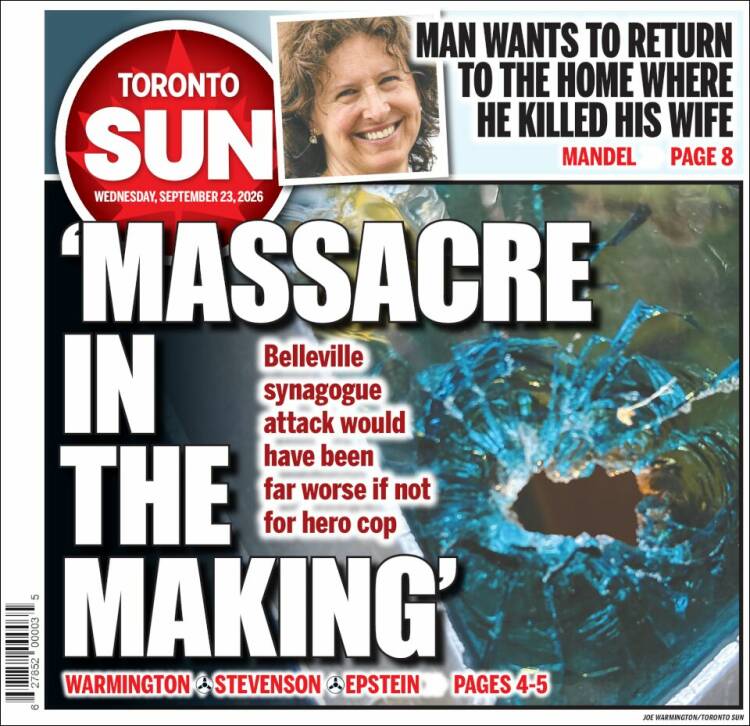 Portada de The Toronto Sun (Canad&aacute;)