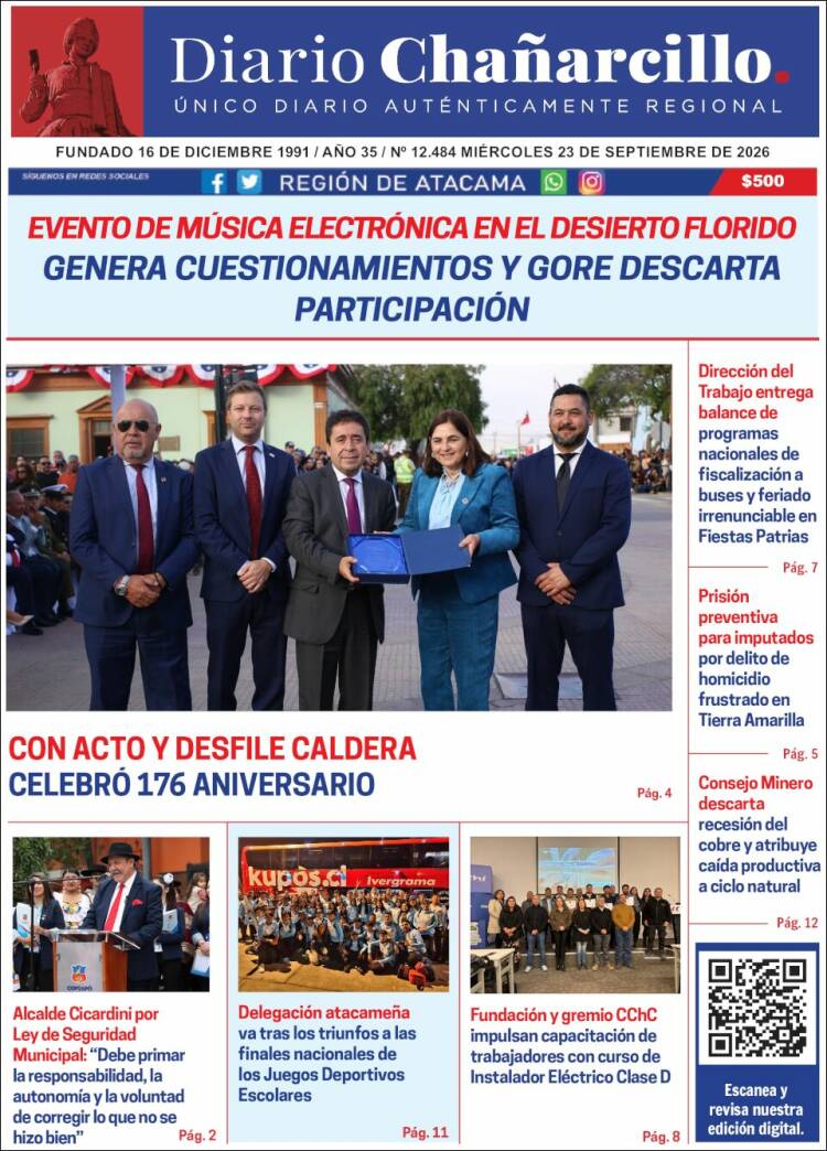 Portada de Diario Chañarcillo (Chile)