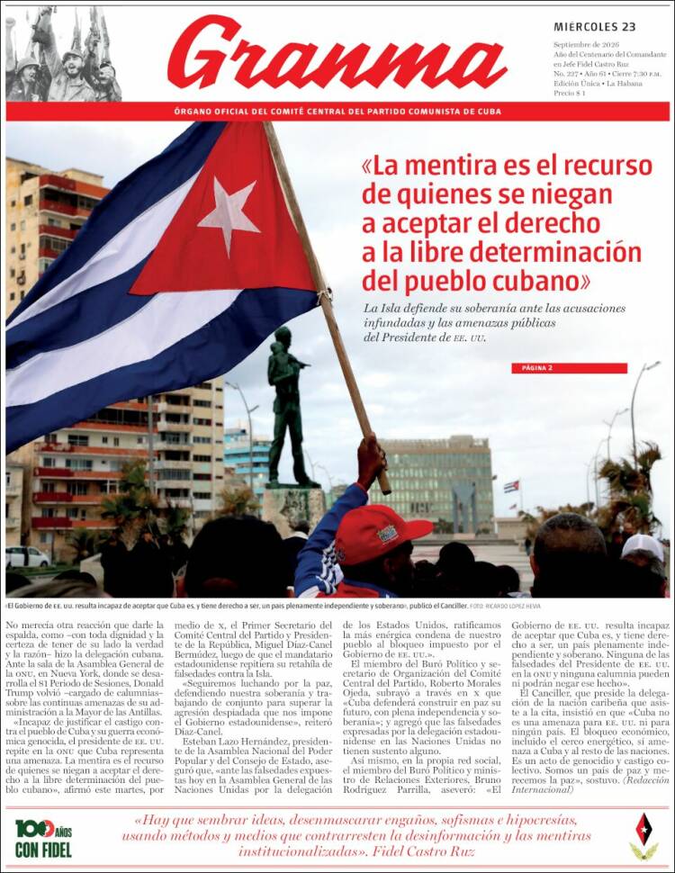 Portada de Granma (Cuba)