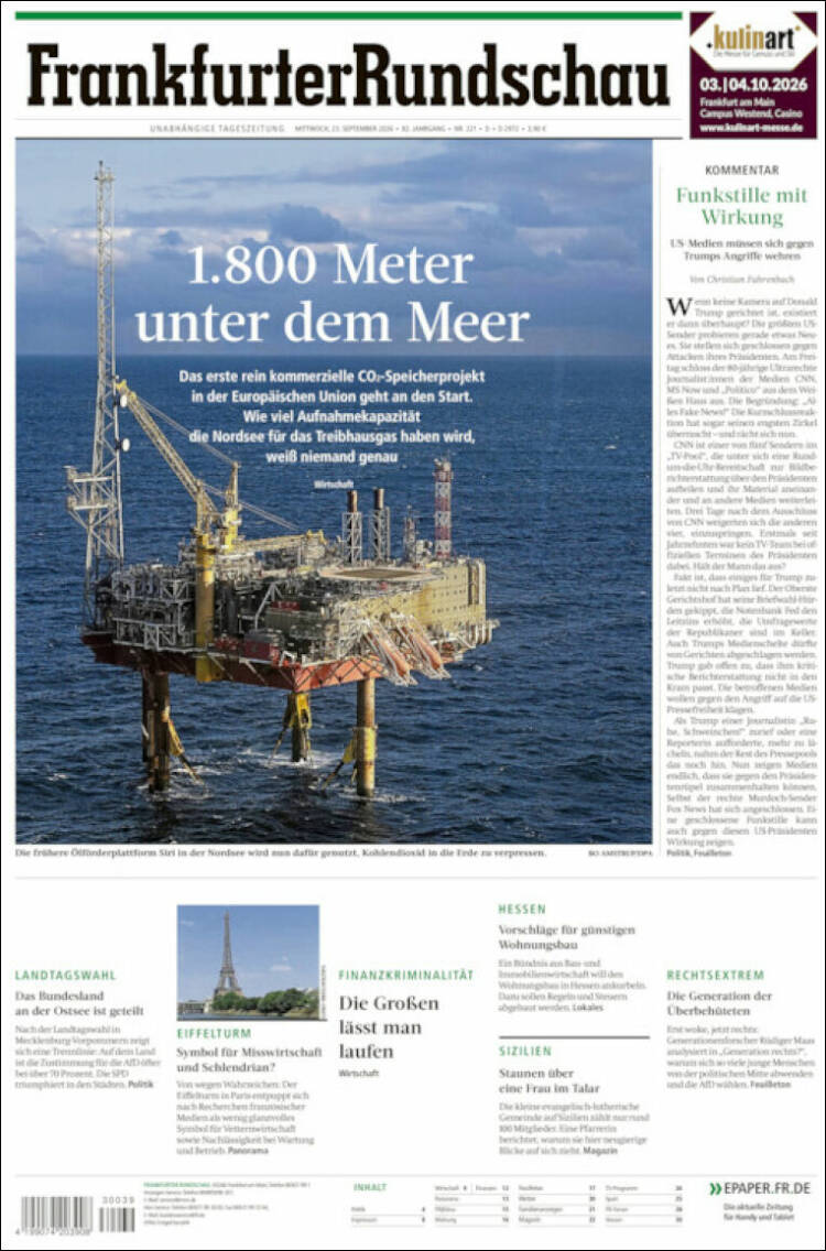 Portada de Frankfurter Rundschau (Alemania)